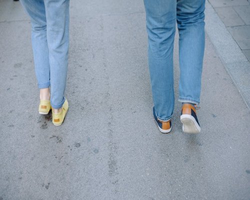 comfortable walking shoes on city street
